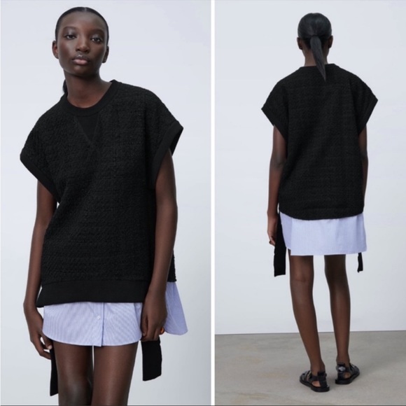 Zara oversized tweed combination shirt mini dress - Picture 1 of 13